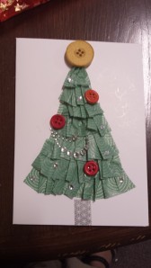 Pleated wide green washi tape makes a nice tree!
