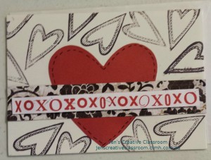 xoxo as a border on a card using scraps of For Always makes for a sweet I love you card. 