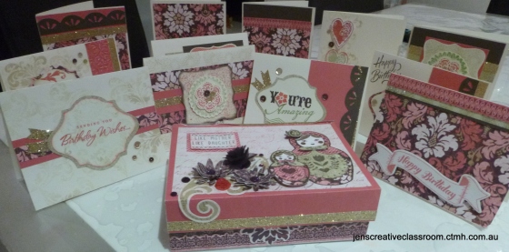 Collection of 12 cards all made with Ivy Lane Card Making kit and extra papers and stamp sets